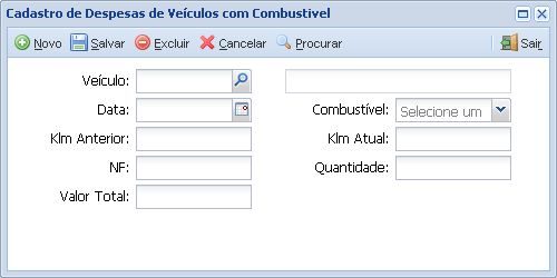 Cadastro de Despesa de Veículo com Combustível