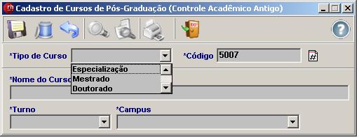 Cadastro de Cursos de Pós-Graduação.