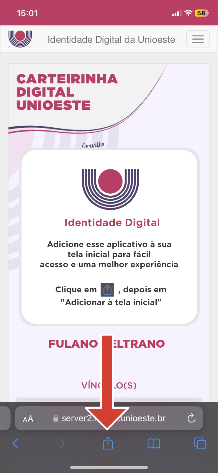 Tela da Identidade Digital no IOS