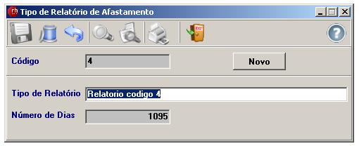 Cadastro de Tipos de Relatório de Afastamento