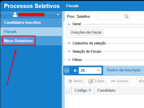 Botão Meus Relatórios