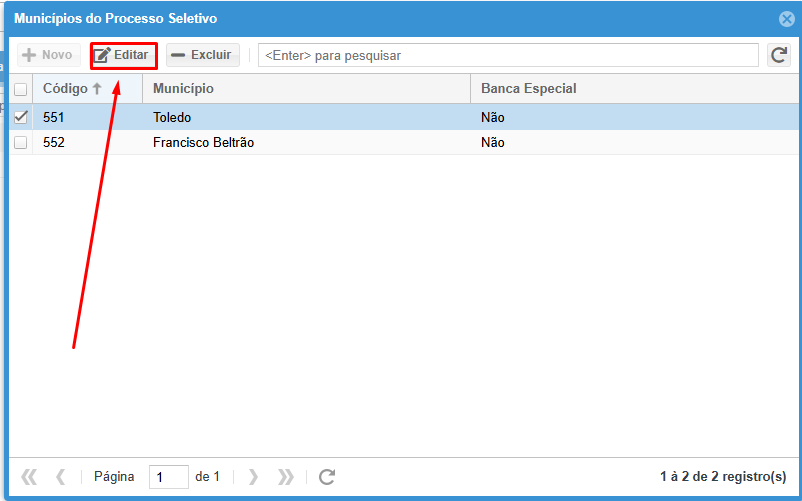 Editar municípios