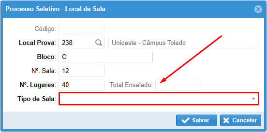 Tipo de sala