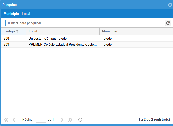 Selecionar local de prova