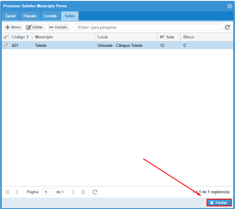 Fechar aba de salas clicando em "Fechar"