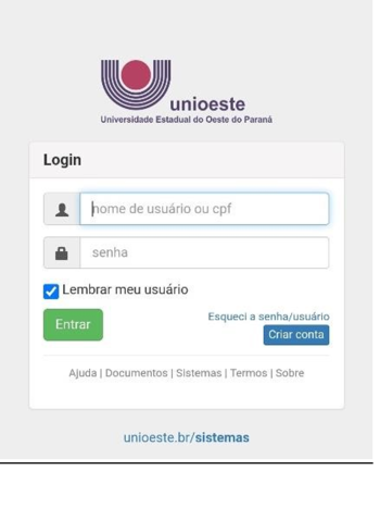 Tela de login do sistemas