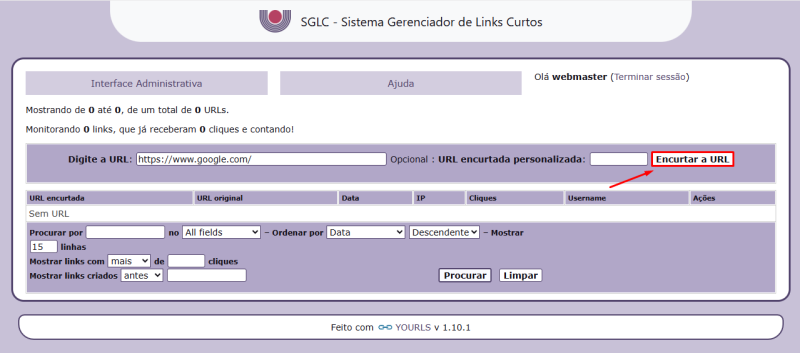 Encurtar a URL